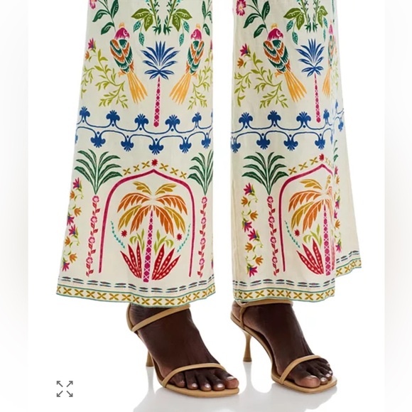 Johnny Was sz  XXL cream 100% linen wide leg pull on elastic waist pants NWT - Picture 3 of 12